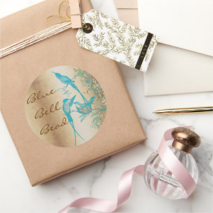 Sticker Rond Colibri en spirale or et turquoise