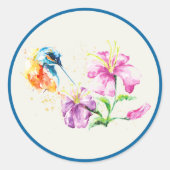 Sticker Rond Colibri et Floral (Devant)