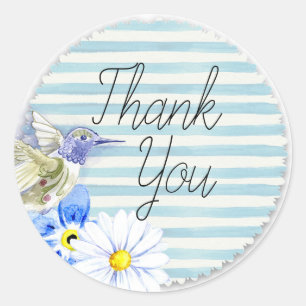 Sticker Rond Colibri et marguerites
