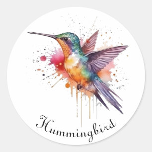 Sticker Rond Colibri exotique coloré personnalisable
