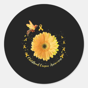 Sticker Rond Colibri Jaune Tournesol Sensibilisation au Cancer