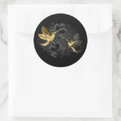 Sticker Rond Colibri noir et or (Sac)
