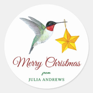 Sticker Rond Colibri personnalisé Joyeux Noël 