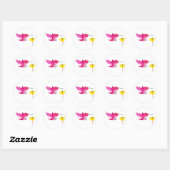 Sticker Rond Colibri rose (Feuille)