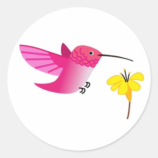 Sticker Rond Colibri rose (Devant)