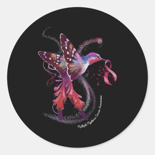 Sticker Rond Colibri Ruban multiple Myélome multiple Cancer Awa (Devant)