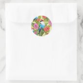 Sticker Rond Colibri se reposant et Hibiscuses (Sac)
