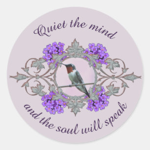 Sticker Rond Colibri Throated rouge, embellissements pourpres