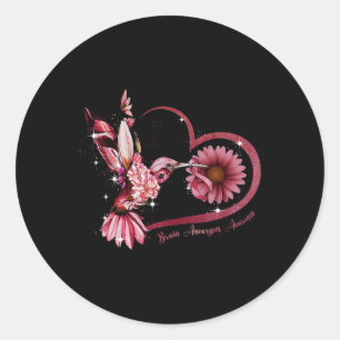 Sticker Rond Colibri Tournesol Cœur Ruban Bourgogne Cerveau