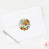 Sticker Rond Colibris et bouquet tropical (Enveloppe)
