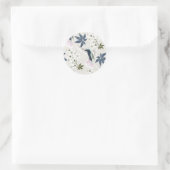 Sticker Rond Colibris et fleurs blanches. (Sac)