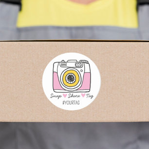 Sticker Rond Colis de médias sociaux Merci Snap & Share