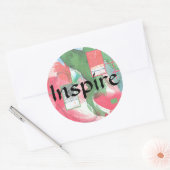 Sticker Rond collage d'art abstrait, milieux mixtes et aquarell (Enveloppe)