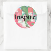 Sticker Rond collage d'art abstrait, milieux mixtes et aquarell (Sac)