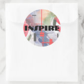 Sticker Rond collage d'art abstrait, milieux mixtes et aquarell (Sac)