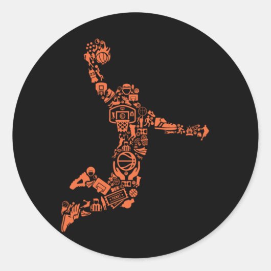 Sticker Rond Collage de basket-ball (Devant)