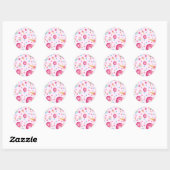 Sticker Rond Collage de beignes roses (Feuille)