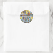 Sticker Rond Collage de carte de tarot (Sac)