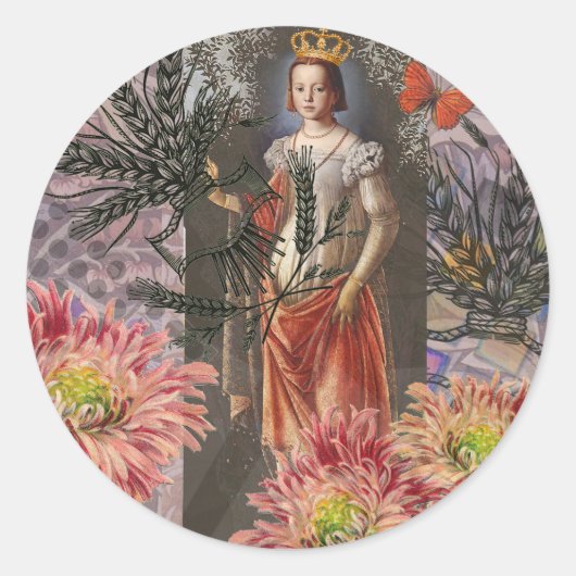 Sticker Rond Collage de la déesse céleste Vierge : Céleste vint (Devant)