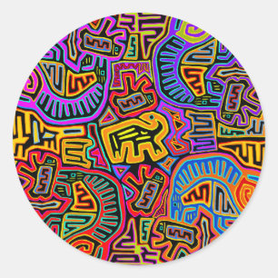Sticker Rond Collage de l'île de San Blas Mola