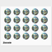 Sticker Rond Collage de Noël (Feuille)