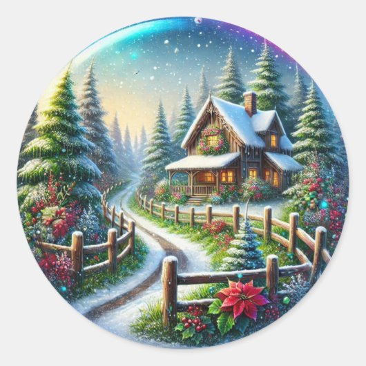 Sticker Rond Collage de Noël (Devant)