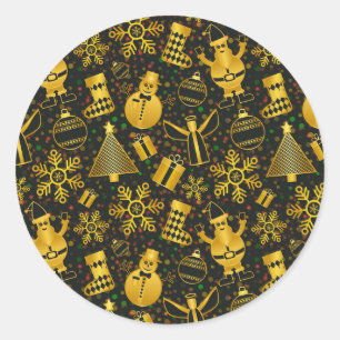 Sticker Rond Collage de Noël métallique