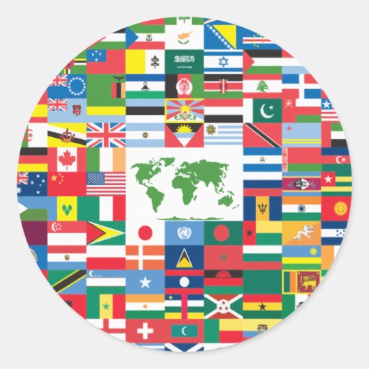 Sticker Rond Collage des drapeaux de pays du monde entier (Devant)