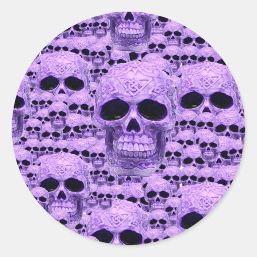 Sticker Rond Collage du crâne violet celtique (Devant)
