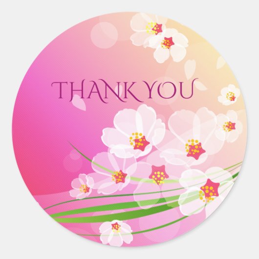 Sticker Rond Collage floral blanc rose (Devant)