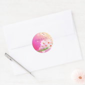 Sticker Rond Collage floral blanc rose (Enveloppe)