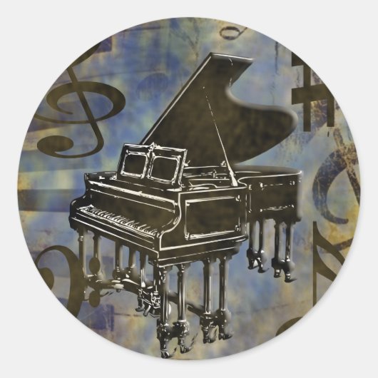 Sticker Rond Collage Grand Piano (Devant)