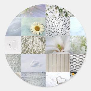 Sticker Rond Collage photo couleur blanche