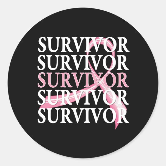Sticker Rond Collage Whimsical Survivant Cancer du sein (Devant)