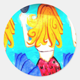 Sticker Rond collant blonde mermaid