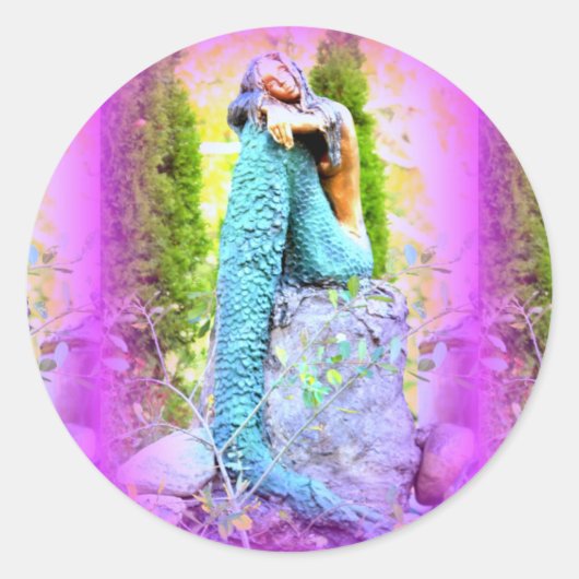 Sticker Rond collant de sirène rêveur (Devant)