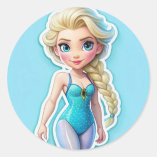Sticker Rond collant fille en maillot de bain