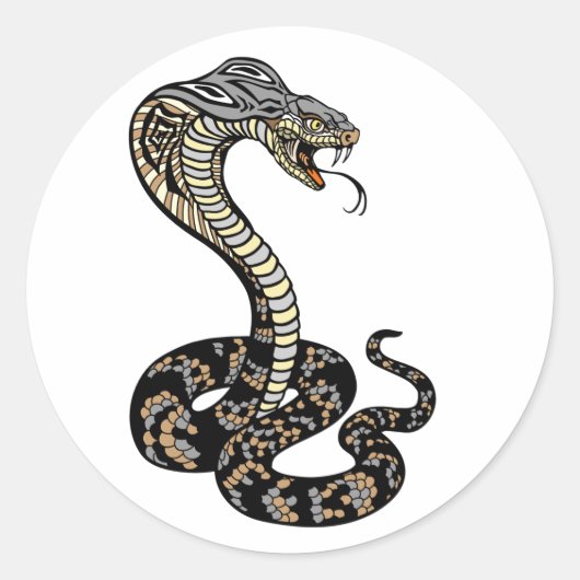 Sticker Rond collant rond classique du serpent de cobra (Devant)