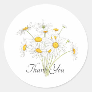 Sticker Rond collant rond classique marguerite blanche