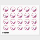 Sticker Rond Colle Papillons roses (Feuille)