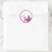Sticker Rond Colle Papillons roses (Sac)