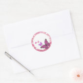 Sticker Rond Colle Papillons roses (Enveloppe)