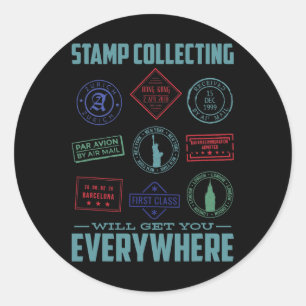 Sticker Rond Collecte De Timbres Vous Ramènera Partout Stamp Co