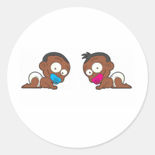 Sticker Rond Collection africaine-américaine Twin Boy & Girl
