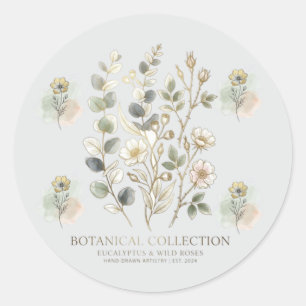 Sticker Rond Collection botanique Ethereal Gold & Sage