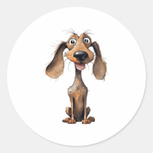 Sticker Rond Collection d'art de race de chien de caricature mi