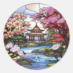 Sticker Rond Collection d'autocollants Cherry Blossom & Temple