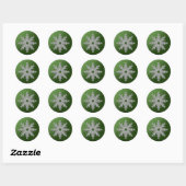 Sticker Rond Collection de flocons de Noël - Vert (Feuille)