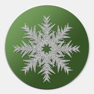 Sticker Rond Collection de flocons de Noël - Vert