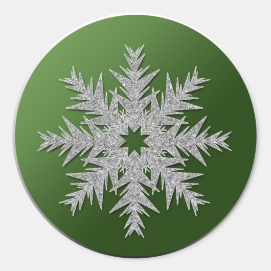Sticker Rond Collection de flocons de Noël - Vert (Devant)